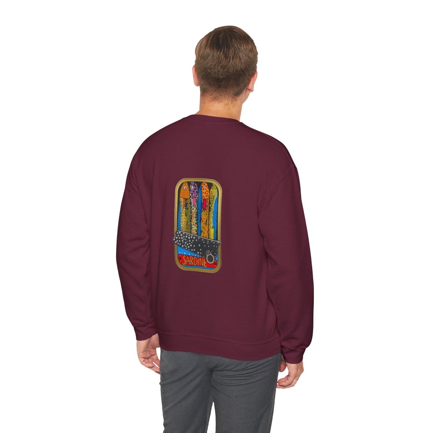 Colorful Sardines Sweatshirt | Retro Back Print | Unisex
