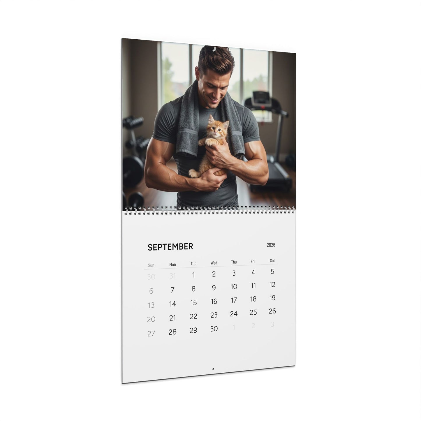 Men & Cats Wall Calendar | Pecs and Paws™ Wall Calendar 2026 | Valentine Gift for Her