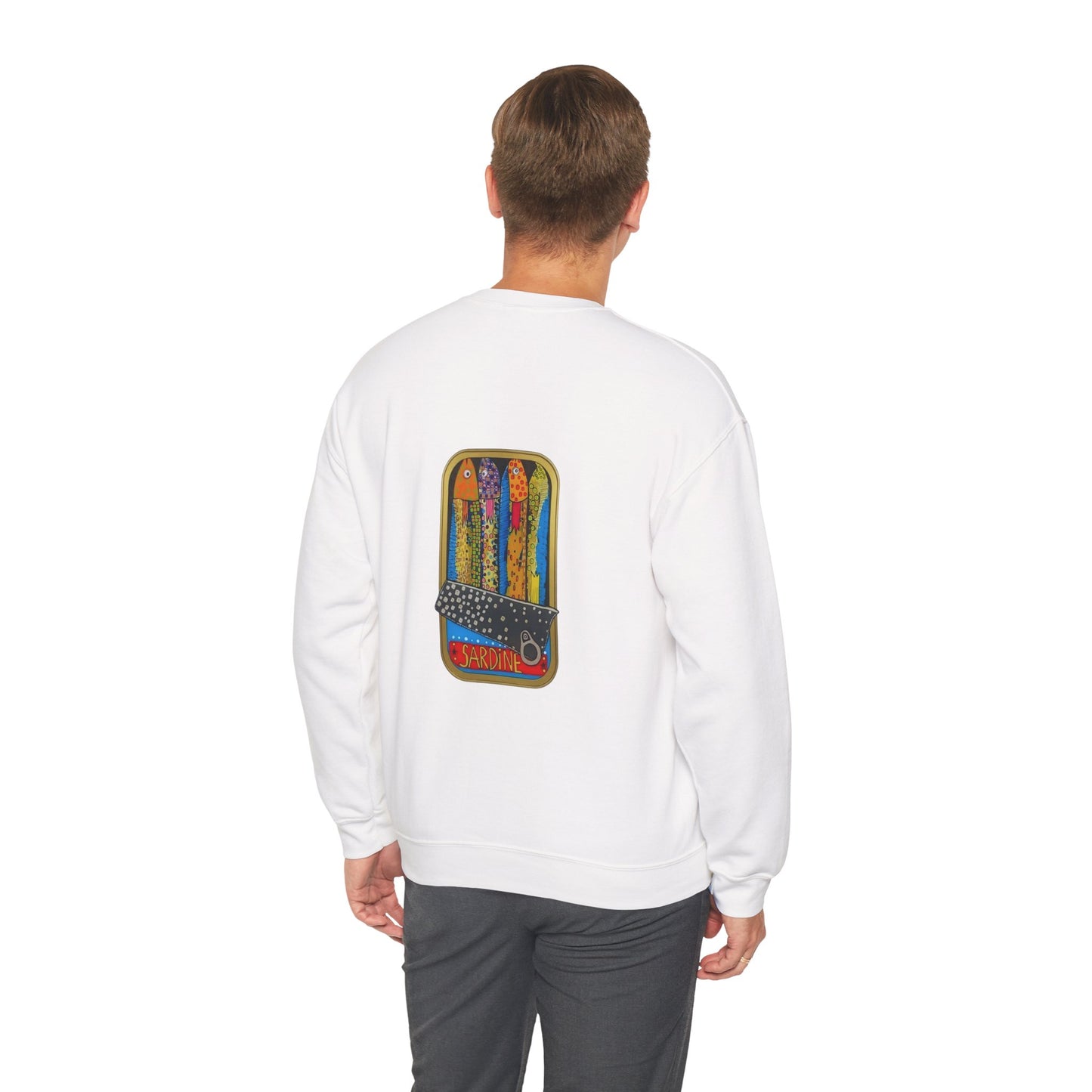 Colorful Sardines Sweatshirt | Retro Back Print | Unisex