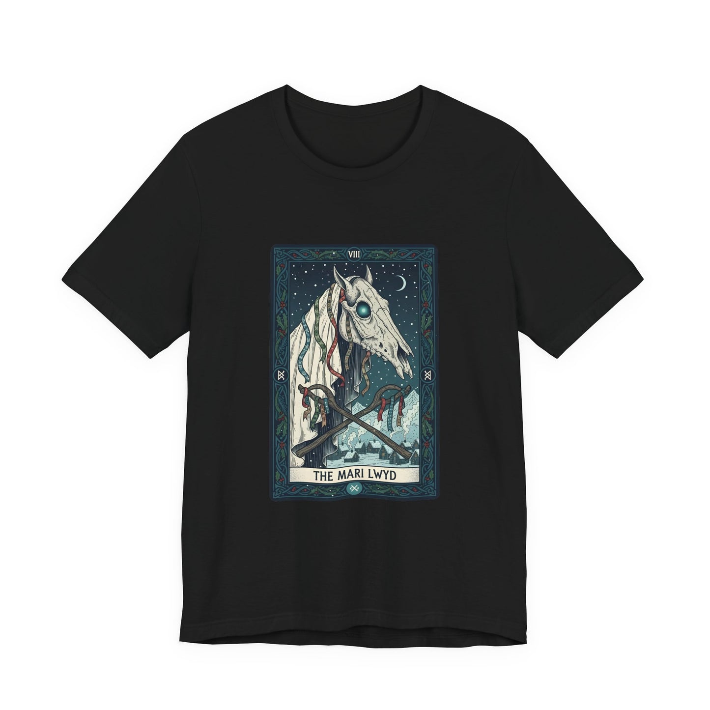 The Mari Lwyd Tarot Horse T Shirt - Celtic Folklore Gothic Graphic T shirt